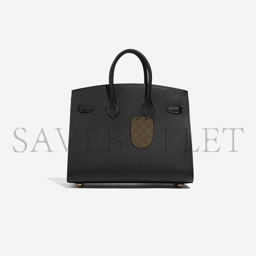 H**mes birkin 25 epsom leather black gold buckle high end bag h028369cc89 (25*20*13cm)